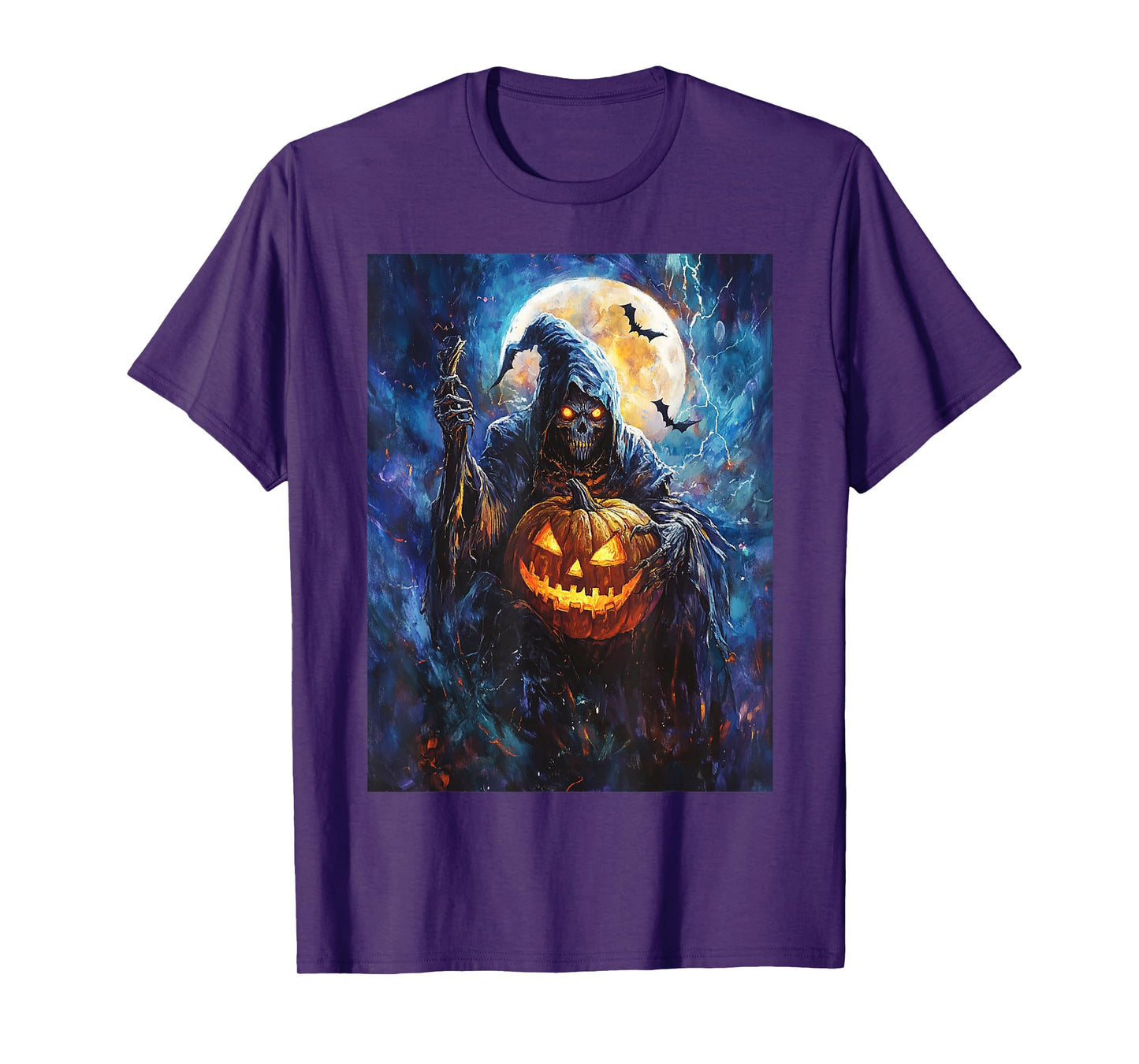 Halloween Spooky Pumpkin Design Scary Grim Reaper Halloween T-Shirt