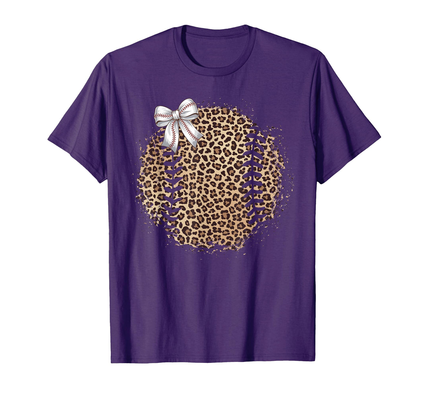 Baseball Mom Leopard Coquette Bow Baseball Mama Game Day T-Shirt