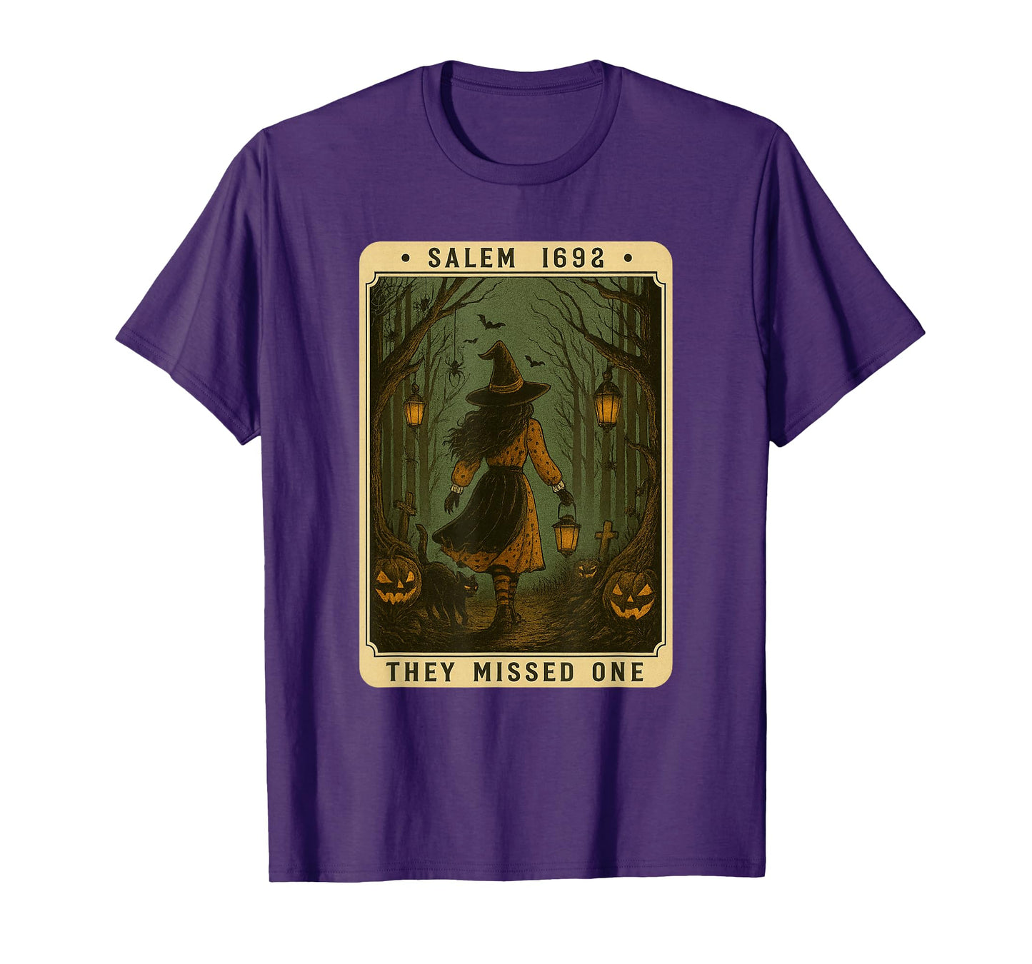 Salem 1692 Halloween Witch They Missed One Tarot Card Women T-Shirt