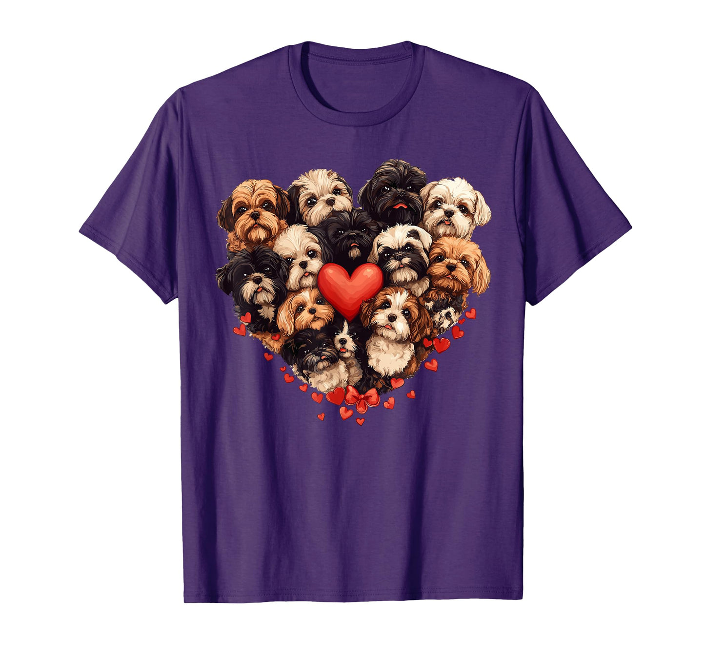 Shih Tzu Heart-shaped Cute Shih Tzu Valentines Day Dog Lover T-Shirt for Men Women Girls Kids