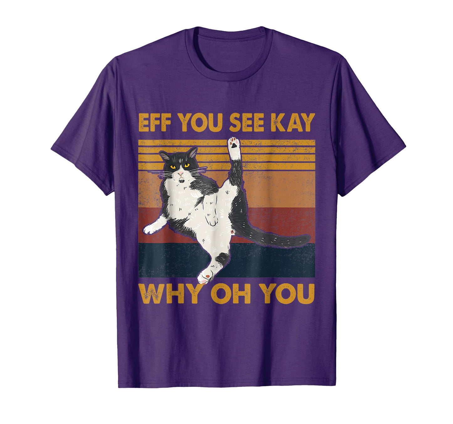 Eff You See Kay Why Oh You Cat Yoga Retro Vintage T-Shirt for Men Women Girls Kids