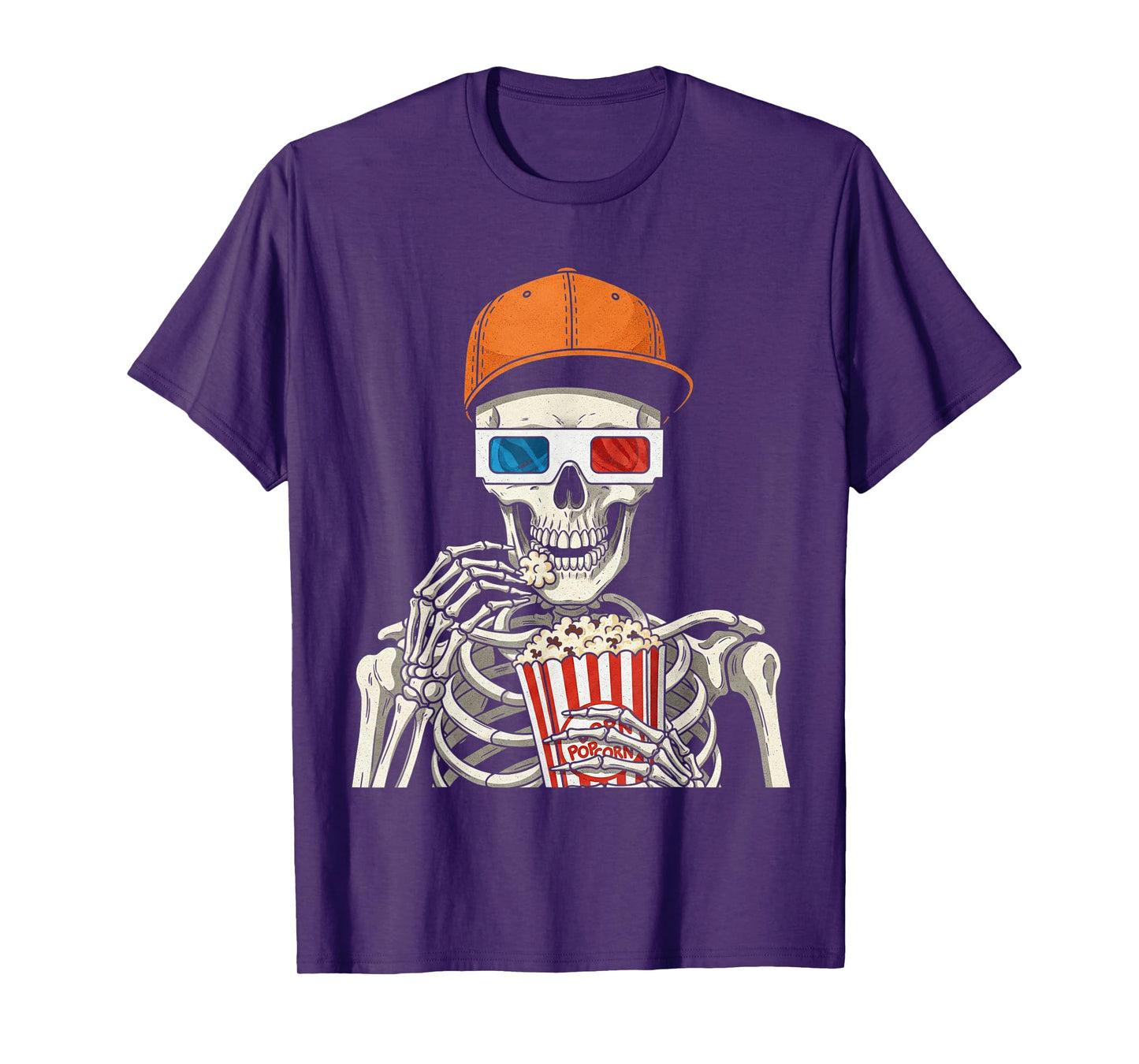 Skeleton Watch Horror Halloween Fun Spooky Skeleton Popcorn T-Shirt