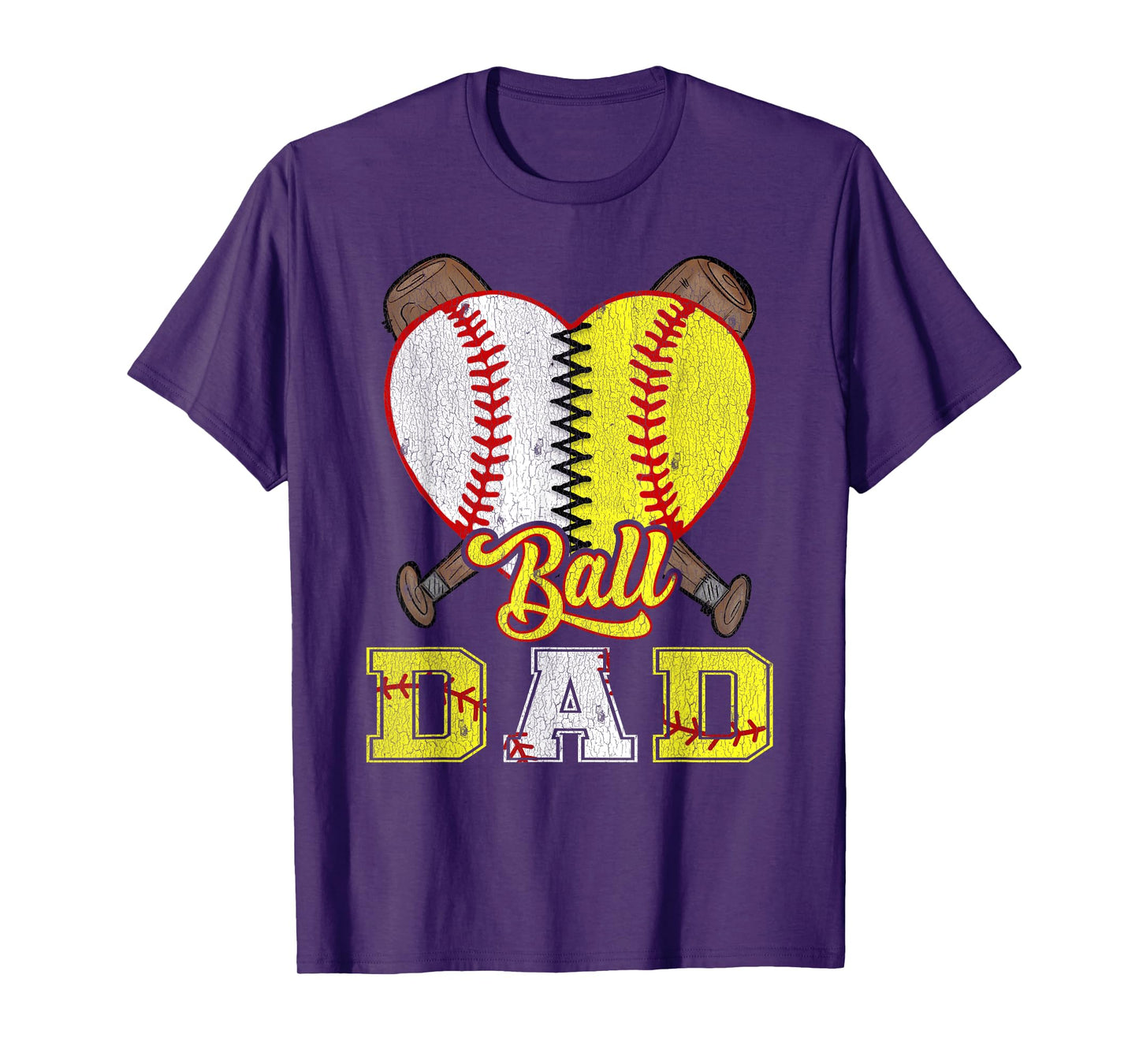 Dad Of Both Ball Dad Half Softball Half Baseball T-Shirt