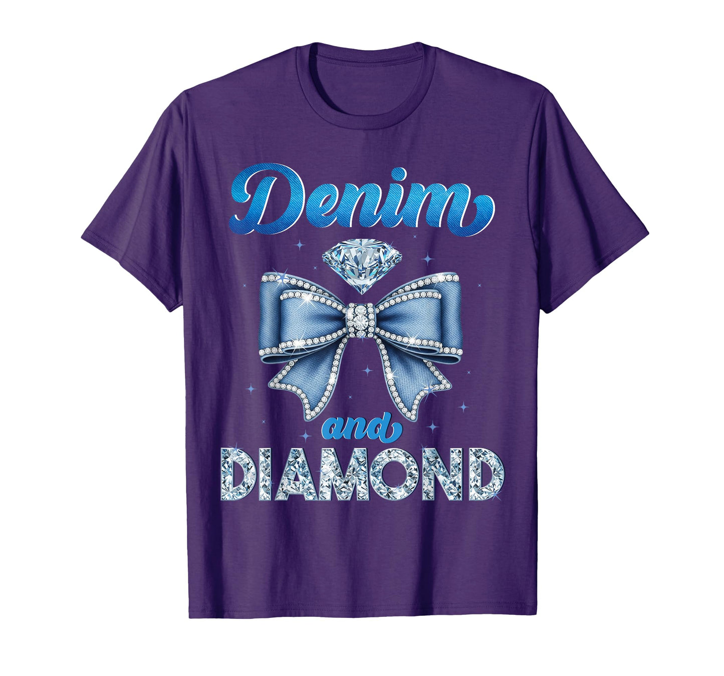 Denim And Diamonds Coquette Bow Ladies Women T-Shirt
