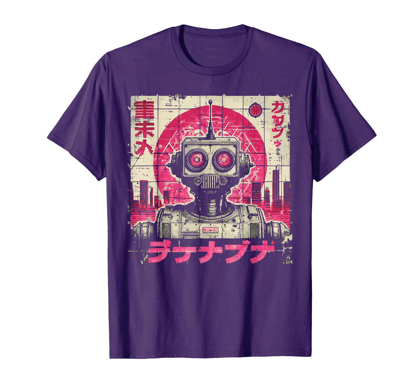 Japanese Pink Robot Vintage Poster Art Girls Kids Women T-Shirt
