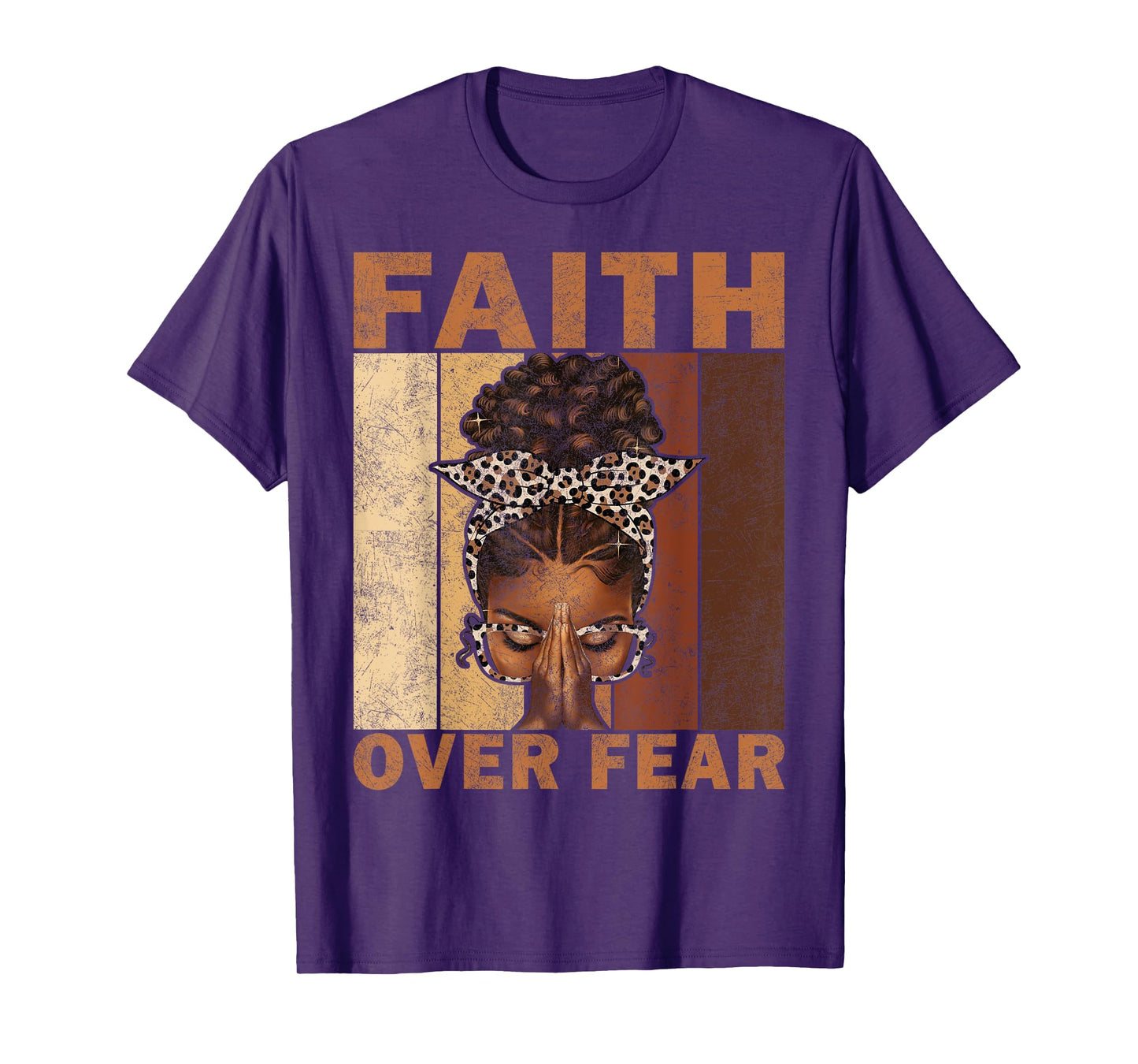 Black Woman Praying Afro African - Faith Over Fear Christian T-Shirt