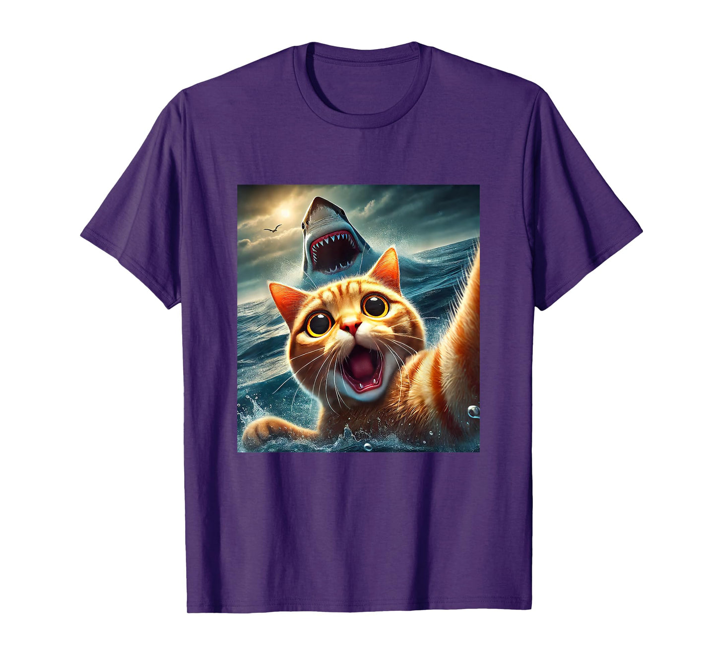 Cat Selfie With Shark Funny T-Shirt