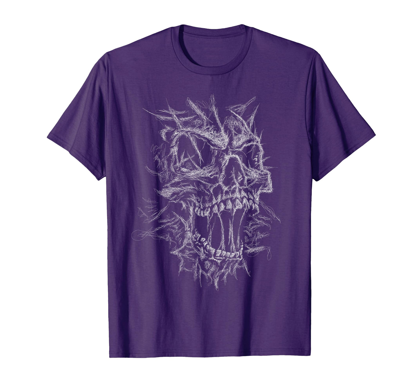 skull face scribble black art head for lover skeleton sketch T-Shirt