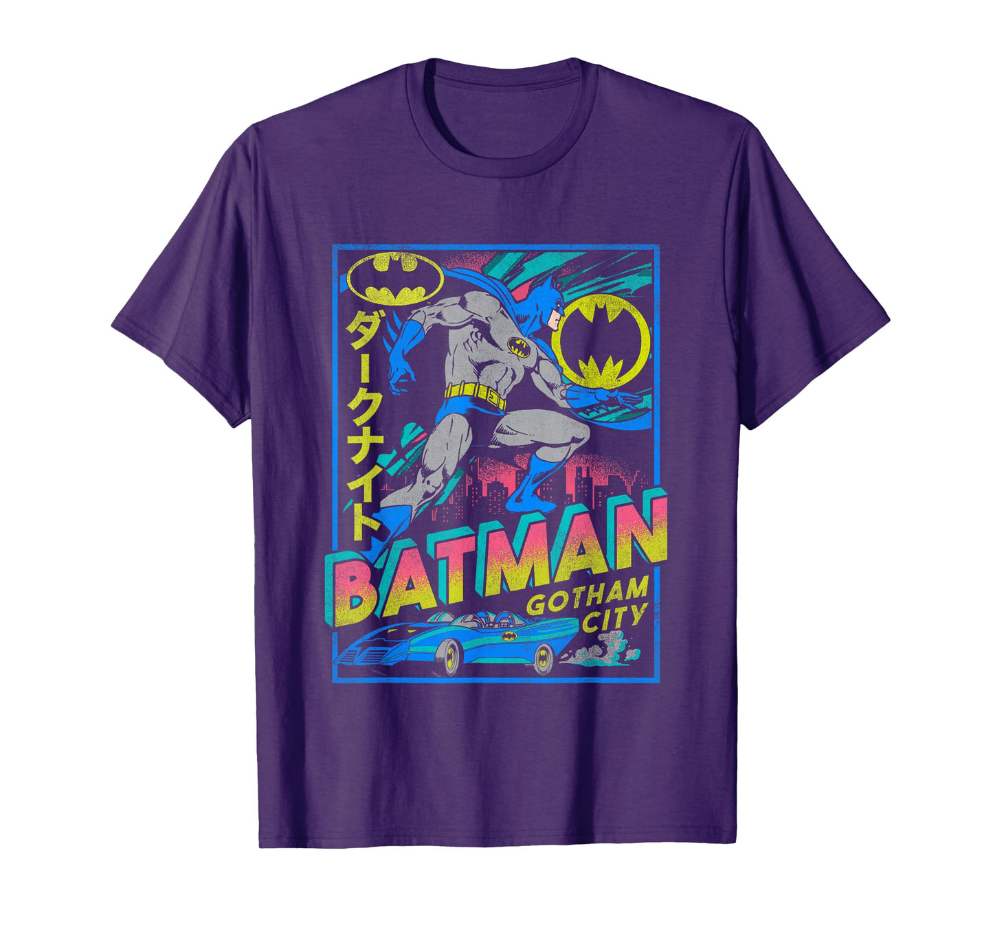 DC Comics Batman Neon Gotham City Kanji Poster T-Shirt