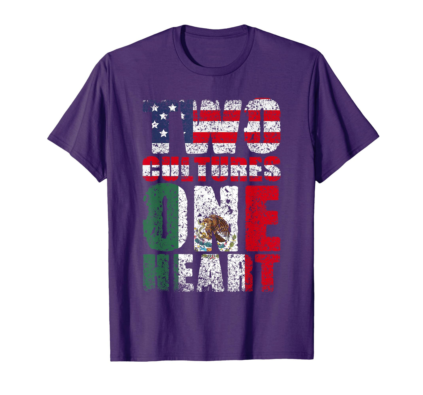 Two Cultures One Heart America Usa Mexico Mexican American T-Shirt