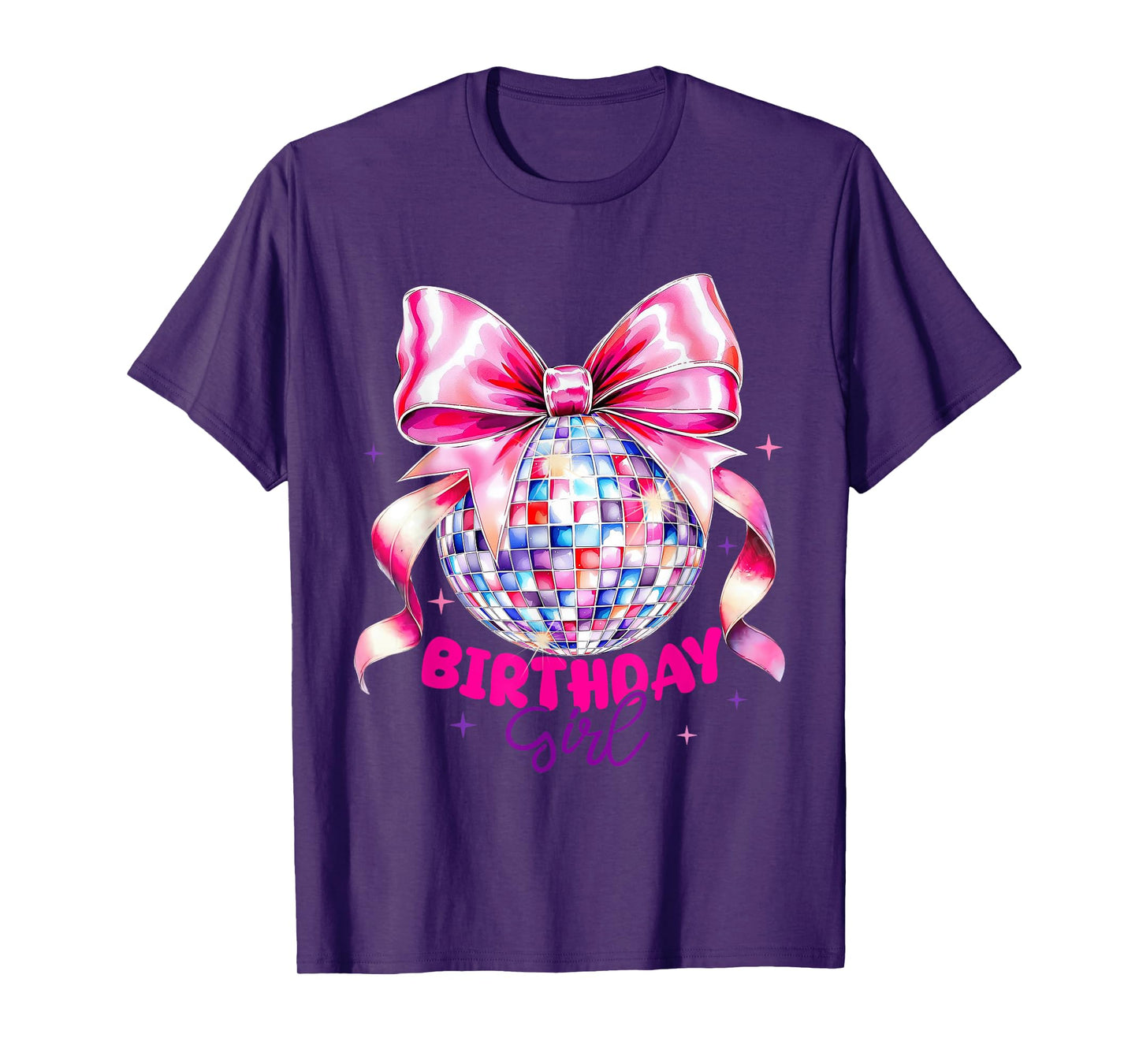 Coquette Bow 1st 2nd 3rd 4th 5th Birthday Girls Disco Ball T-Shirt