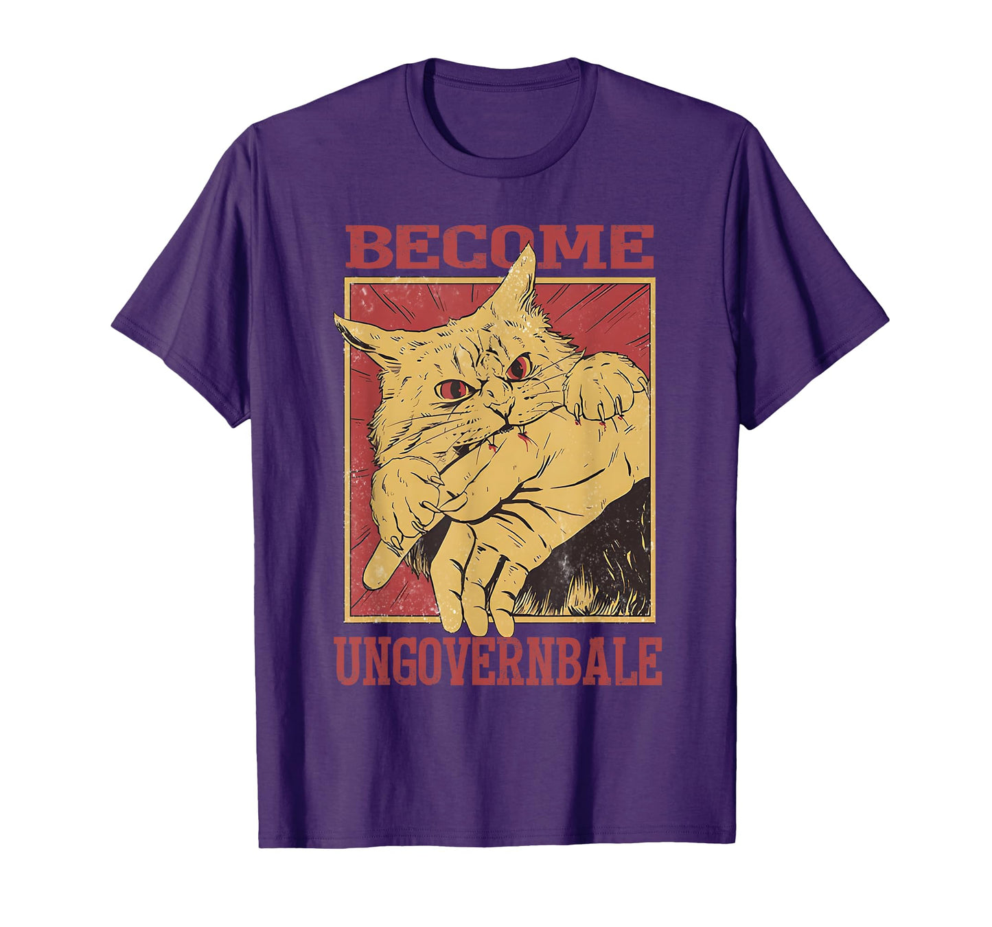 Become Ungovernable - Black Cat Biting Hand Funny Meme T-Shirt