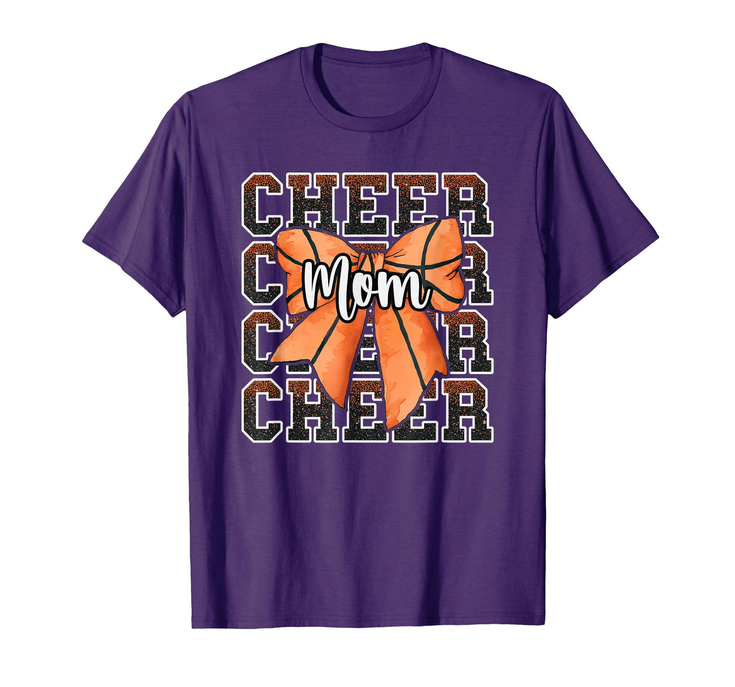 Proud Cheer Mom Mama Coquette Bow Sport Basketball Orange T-Shirt