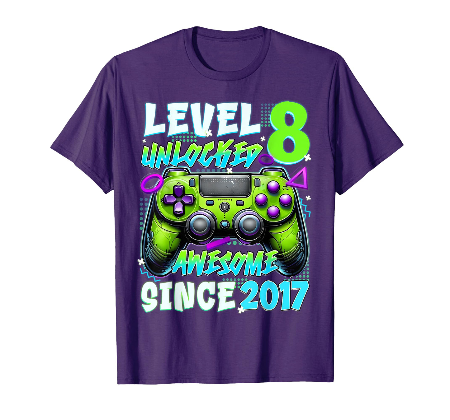 8th Birthday Video Game Level 8 Unlocked Awesome Since 2017 T-Shirt
