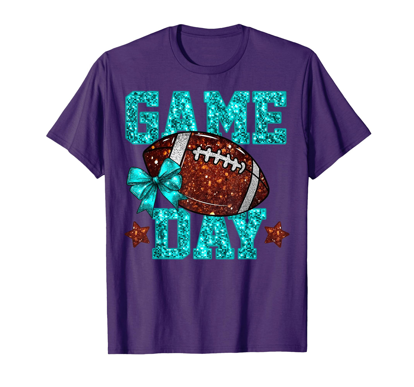 Game Day Football Teal Coquette Bow Team Spirit Touchdown T-Shirt