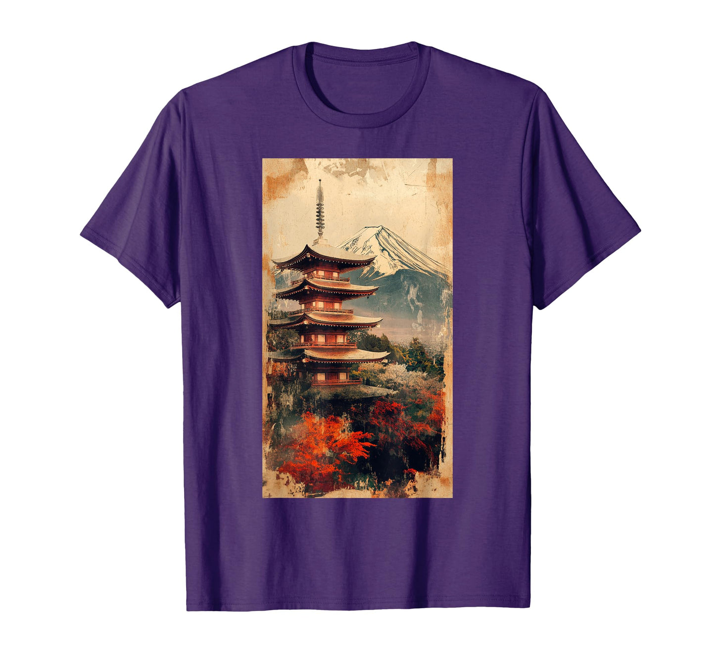Vintage Japanese Landscape Pagoda Mount Fuji T-Shirt