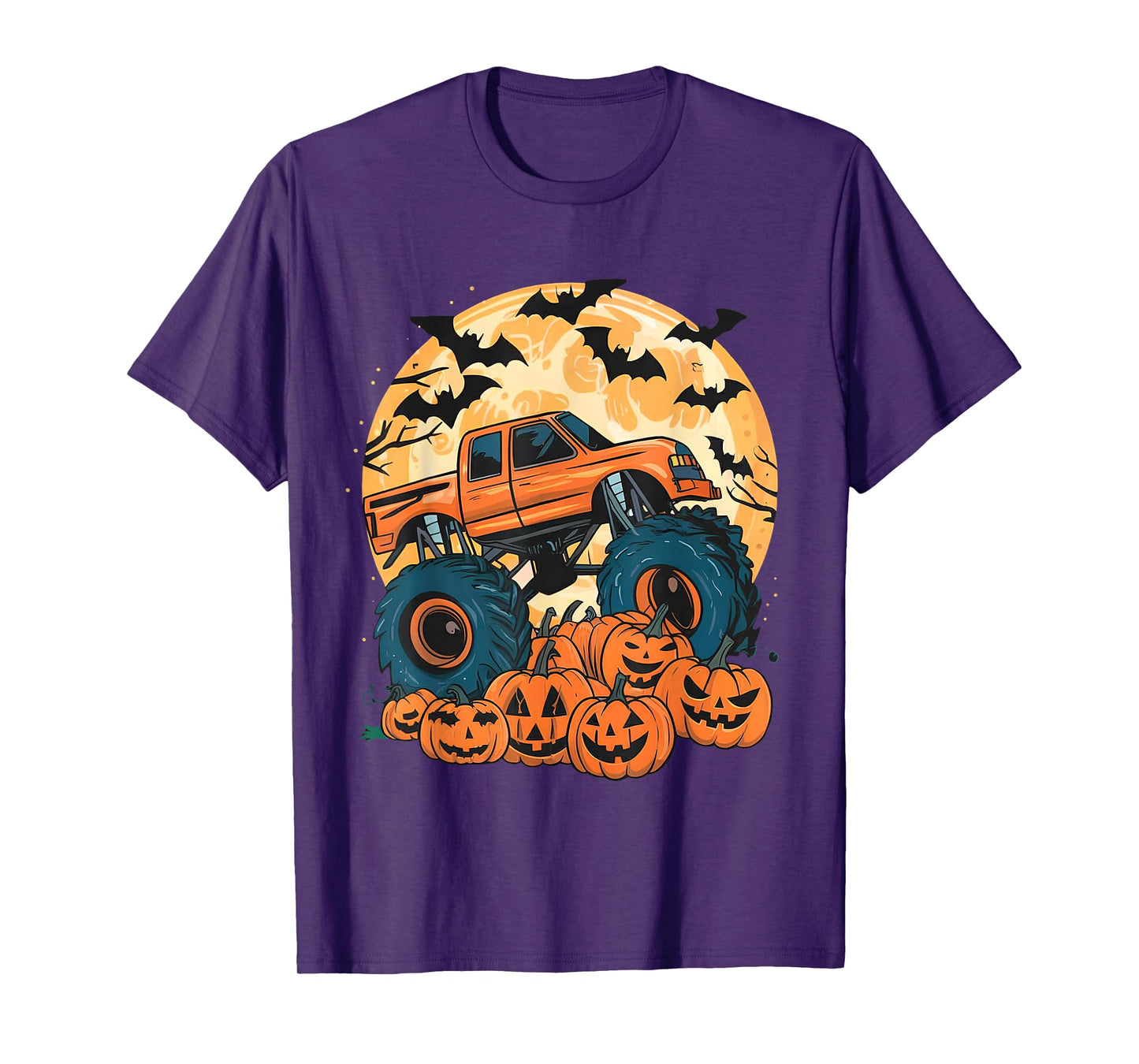 Ghost Truck Moon Pumpkin Toddler Boys Halloween Teens Kids T-Shirt