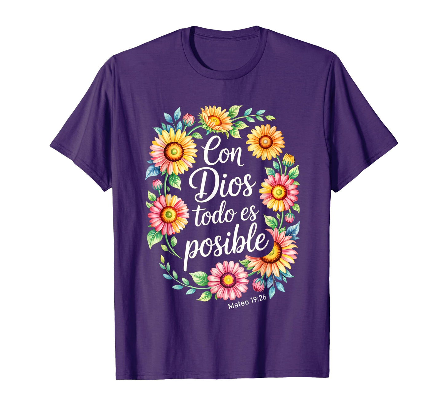 Con Dios Todo ES Posible Shirt Christian Spanish for Womens T-Shirt