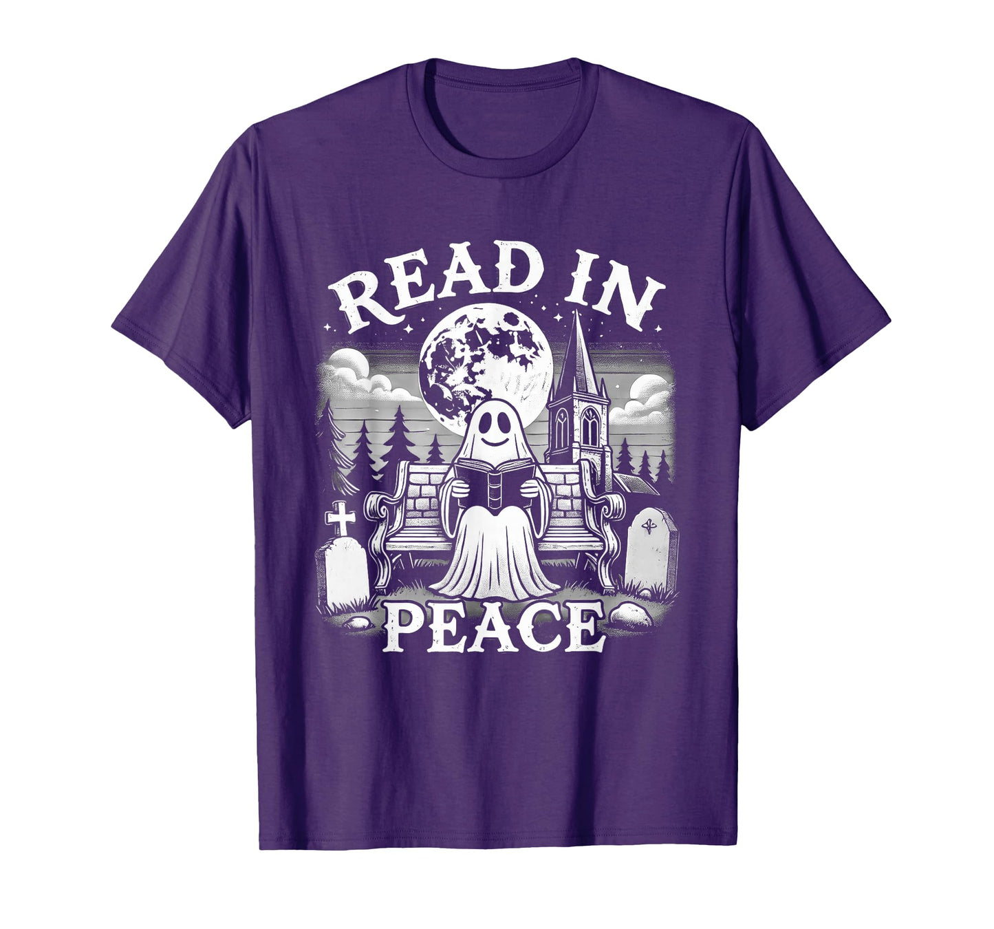 Read In Peace Ghost Reading Books Funny Halloween T-Shirt