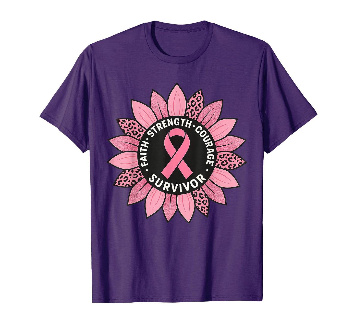 Sunflower Breast Cancer Awareness Survivor Pink Ribbon Women T-Shirt