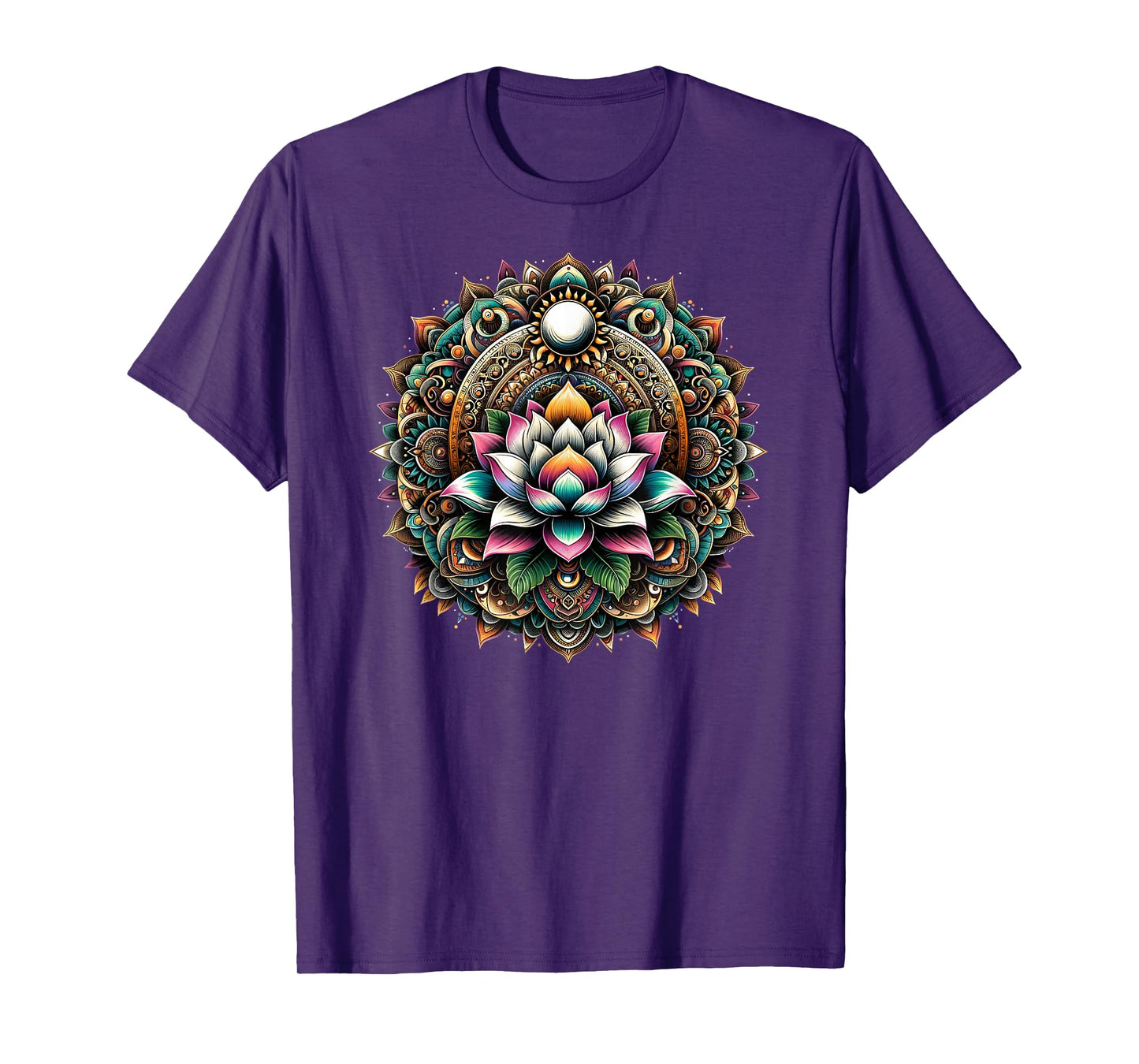 Lotus Blossom Mandala Circle Enchantment Spiritual Yoga T-Shirt
