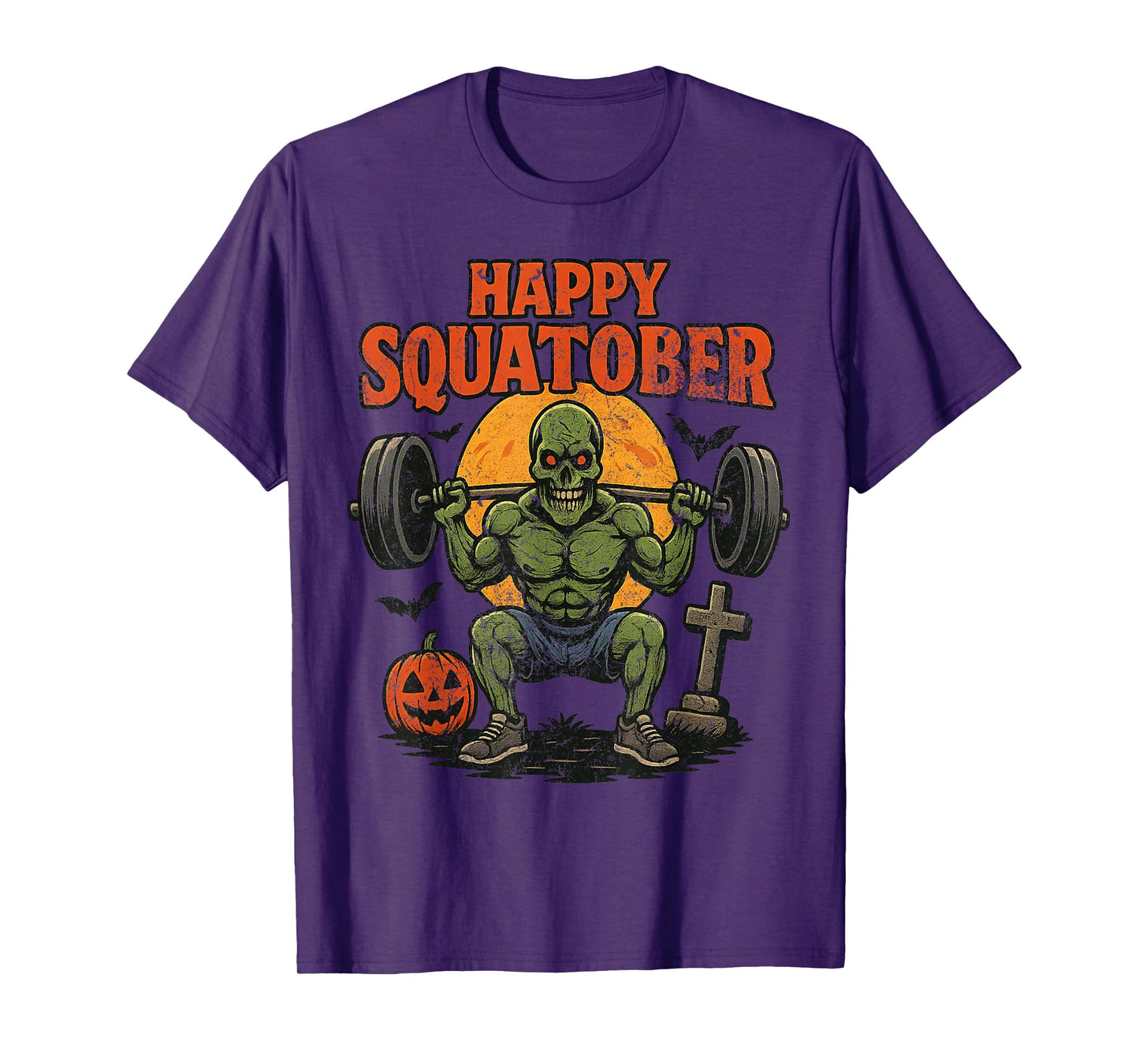 Happy Squatober Leg Day Challenge Vintage Halloween Zombie T-Shirt