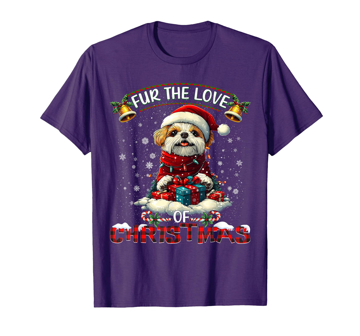 Shih Tzu Christmas Tree Lights Decorations Dog Lover Xmas T-Shirt