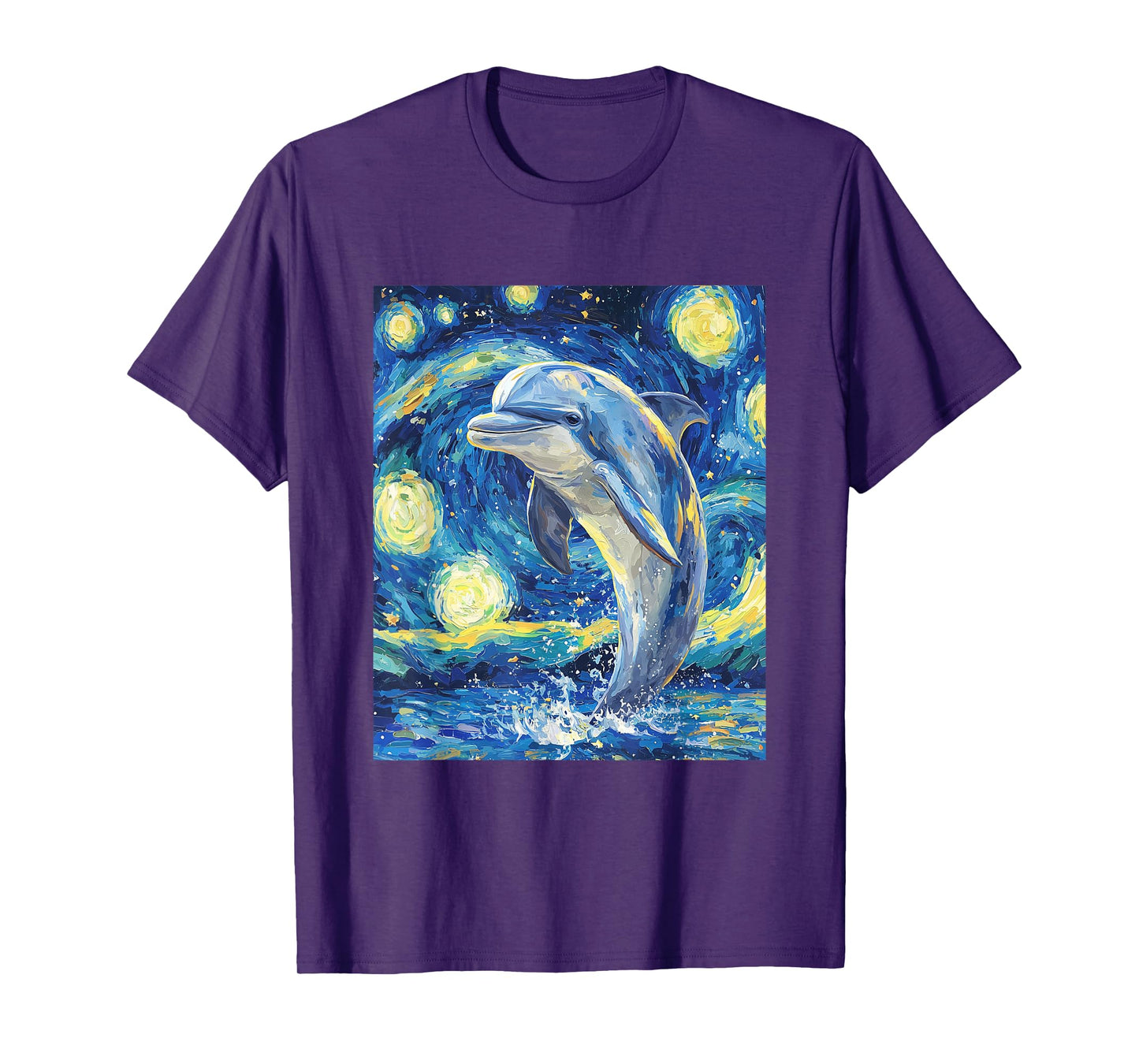 Cute Dolphin - Van Gogh Style - Starry Night Graphic T-Shirt