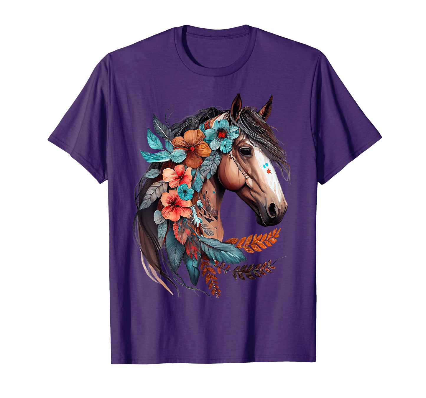 Floral Wild Horse Country Horse Riding T-Shirt