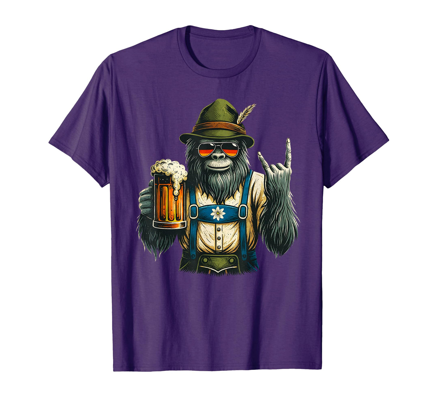 German Bigfoot Sasquatch Beer Lederhose Funny Oktoberfest T-Shirt