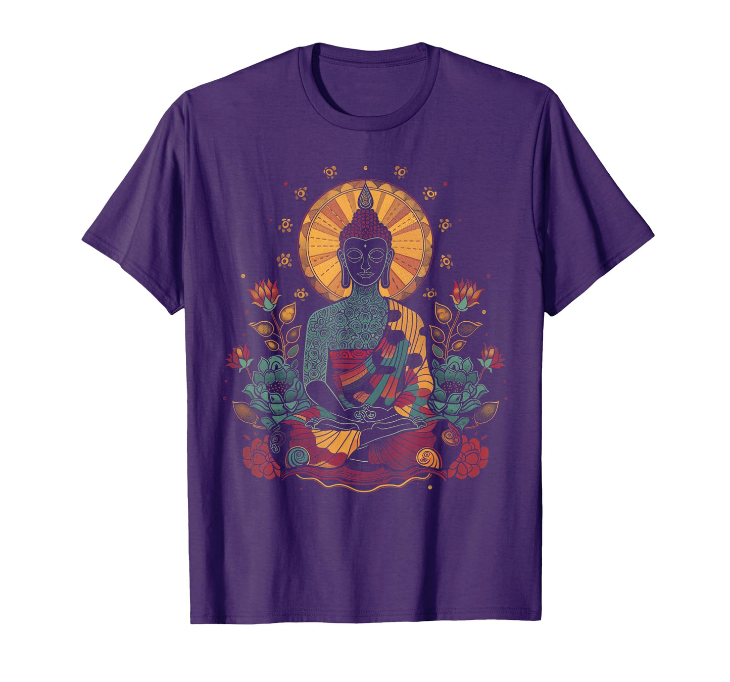 Buddha Floral Vintage Flower Yoga Buddhism Yogi Buddhist T-Shirt