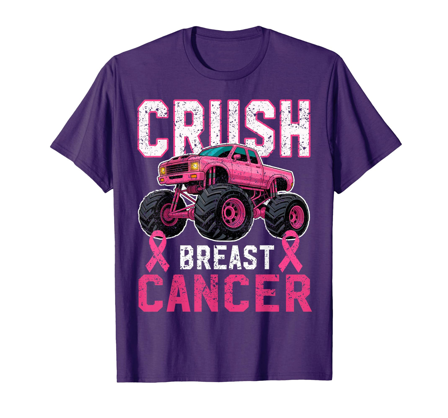 Crush Breast Cancer Pink Monster Truck Boys Kids Toddler T-Shirt