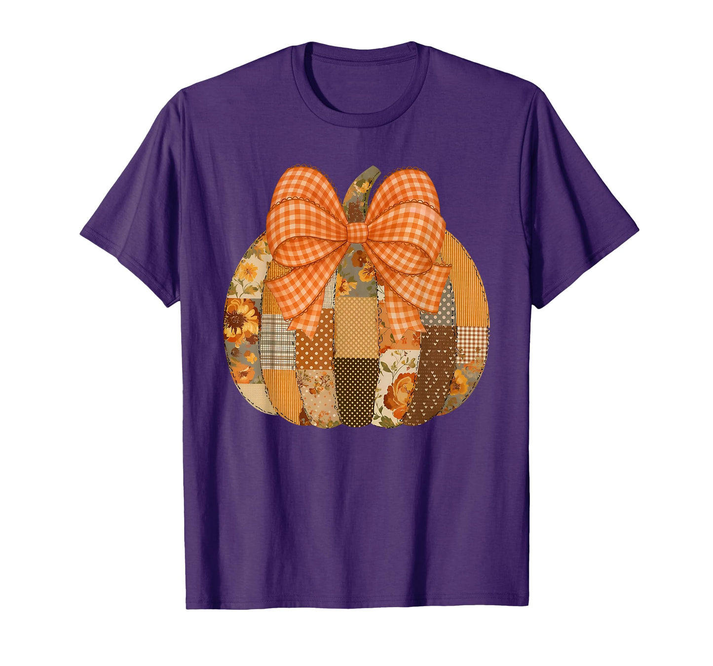 Pumpkin Season Coquette Bow Thanksgiving Autumn Fall Leaves T-Shirt