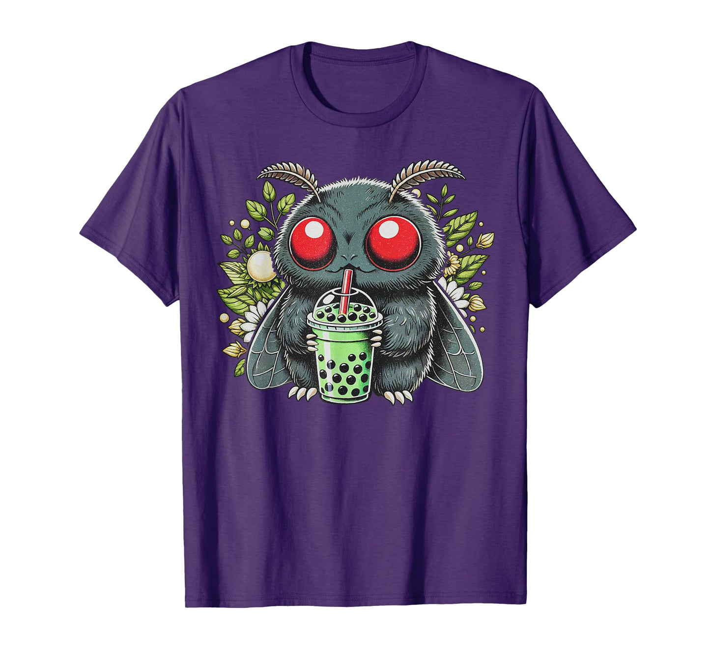Mothman Drinking Bubble Tea Kawaii Boba Tea T-Shirt