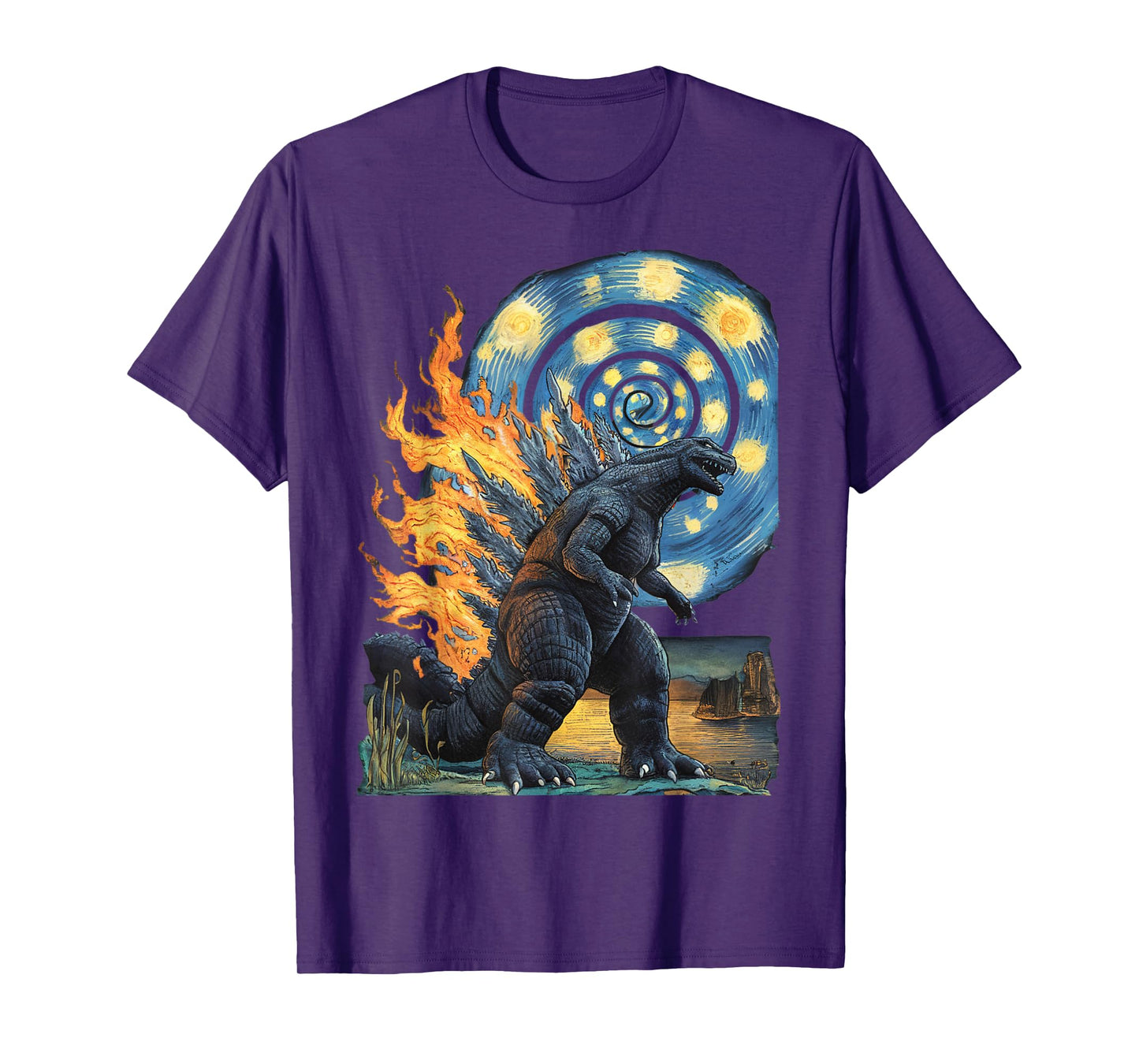 Kaiju Starry Night Japanese Art Anime Van Gogh Funny Gifts T-Shirt