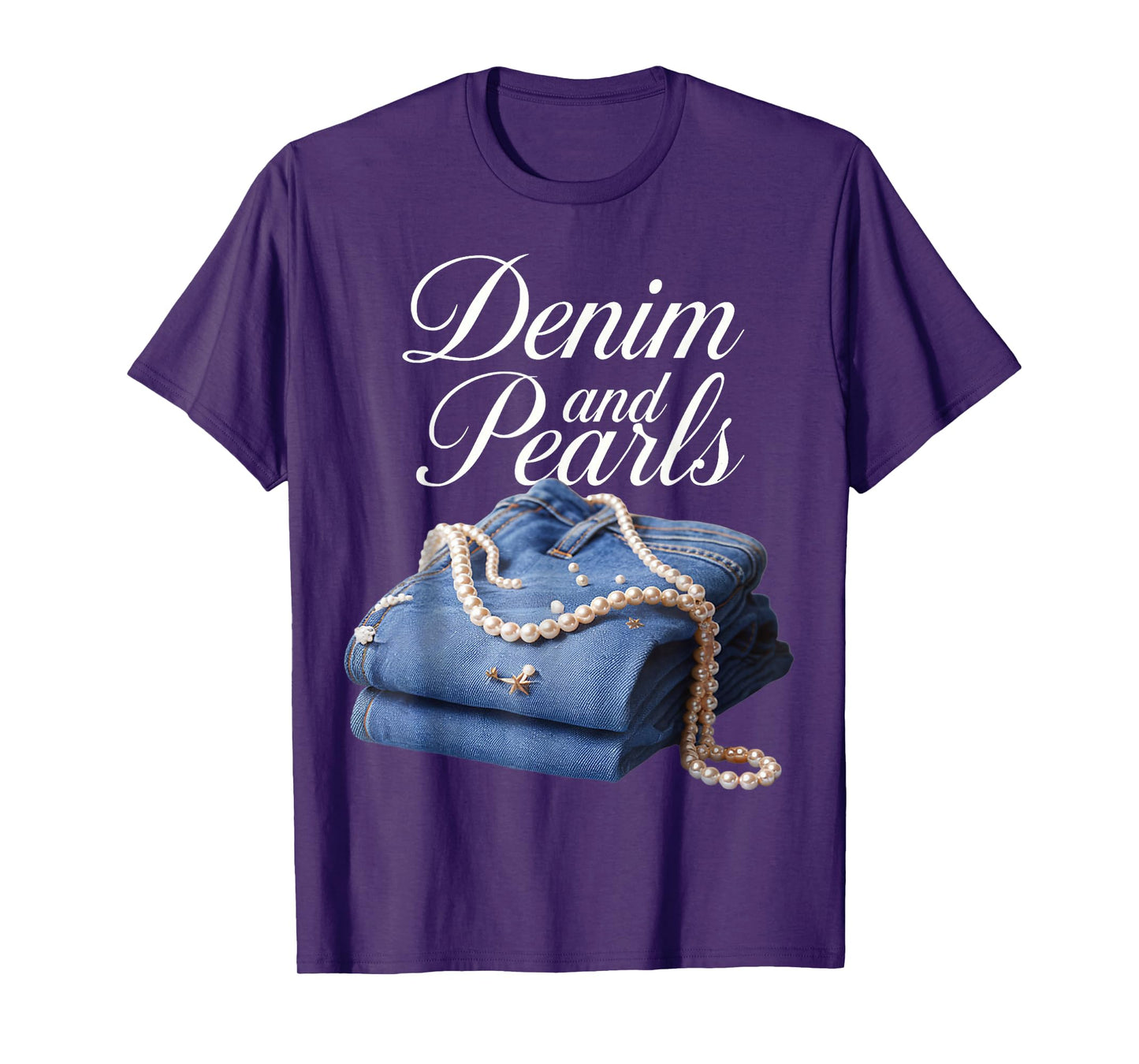 Denim and Pearls for Ladies Denim with pearls jeans T-Shirt
