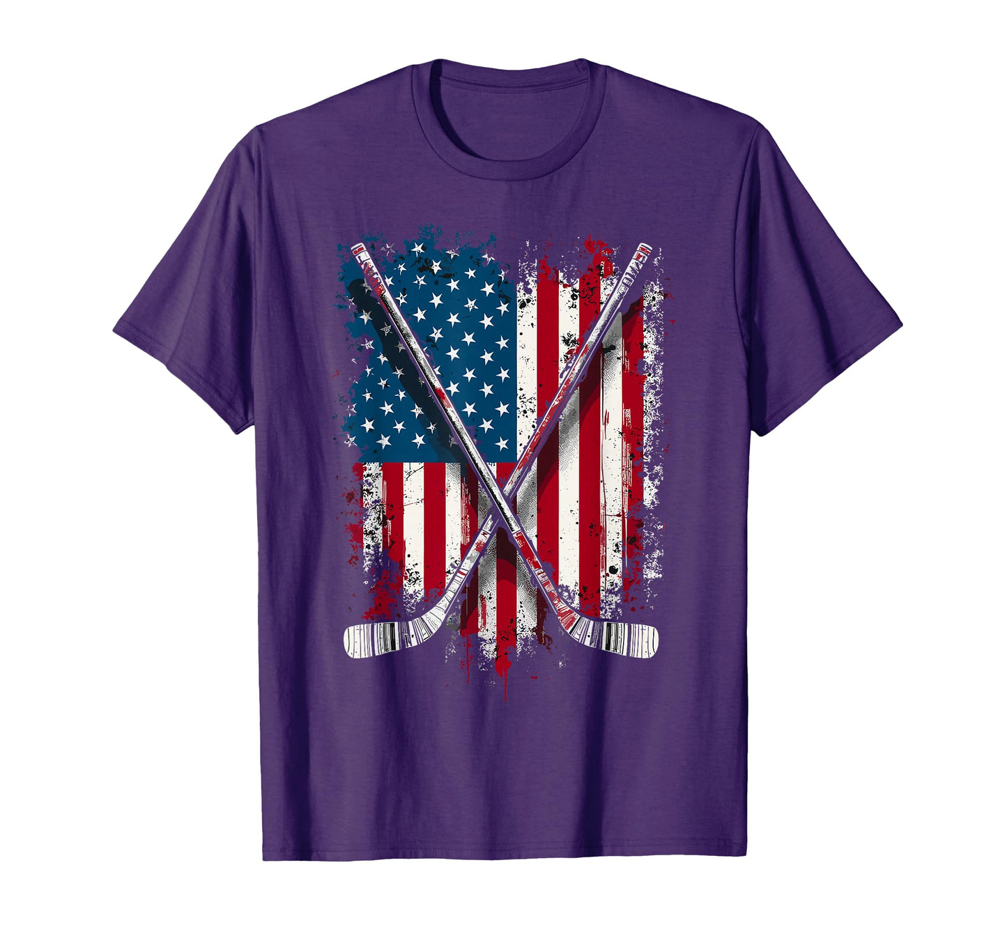 Hockey Stick USA Flag Hockey Player T-Shirt