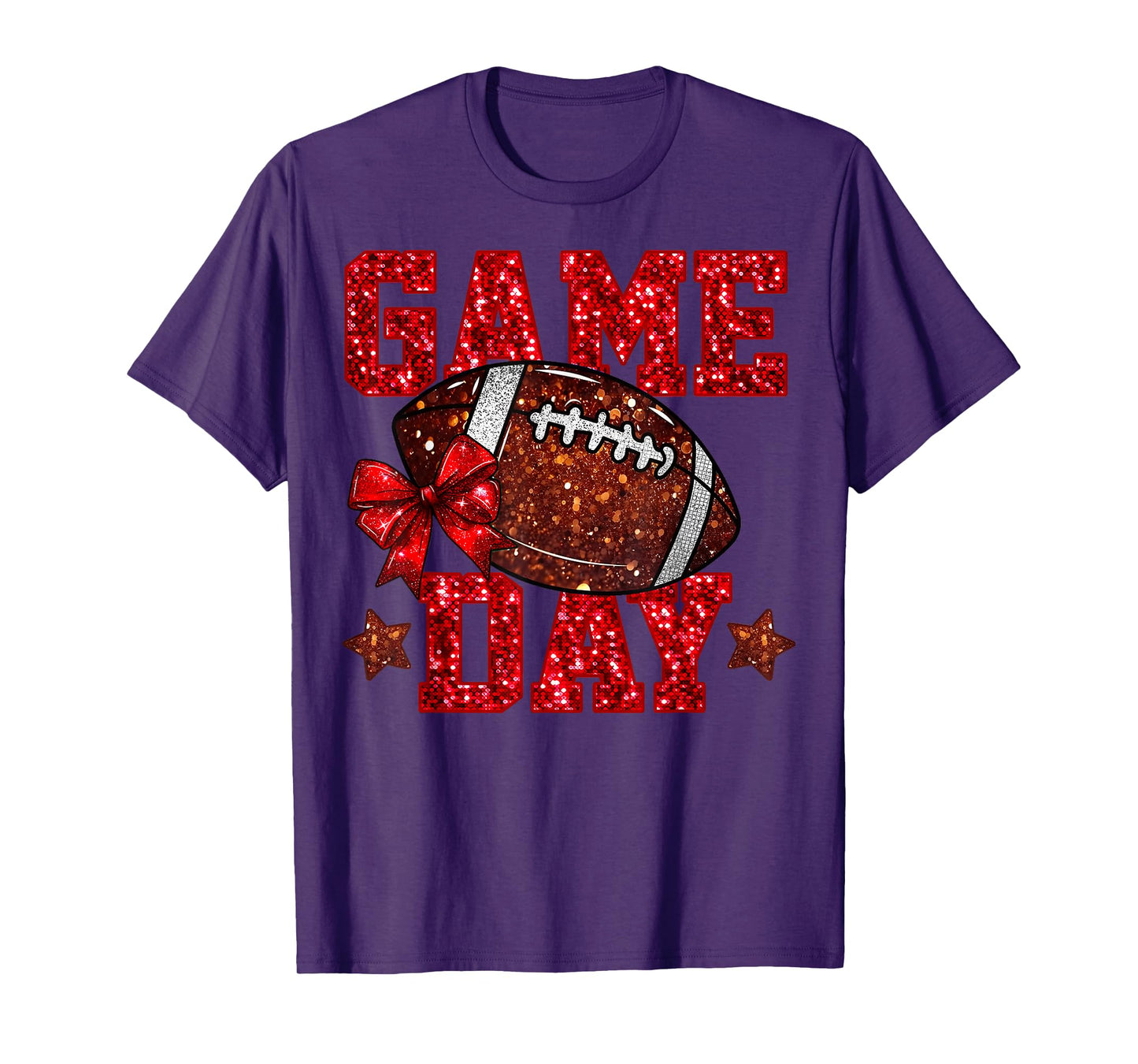 Game Day Football Red Coquette Bow Team Spirit Touchdown T-Shirt