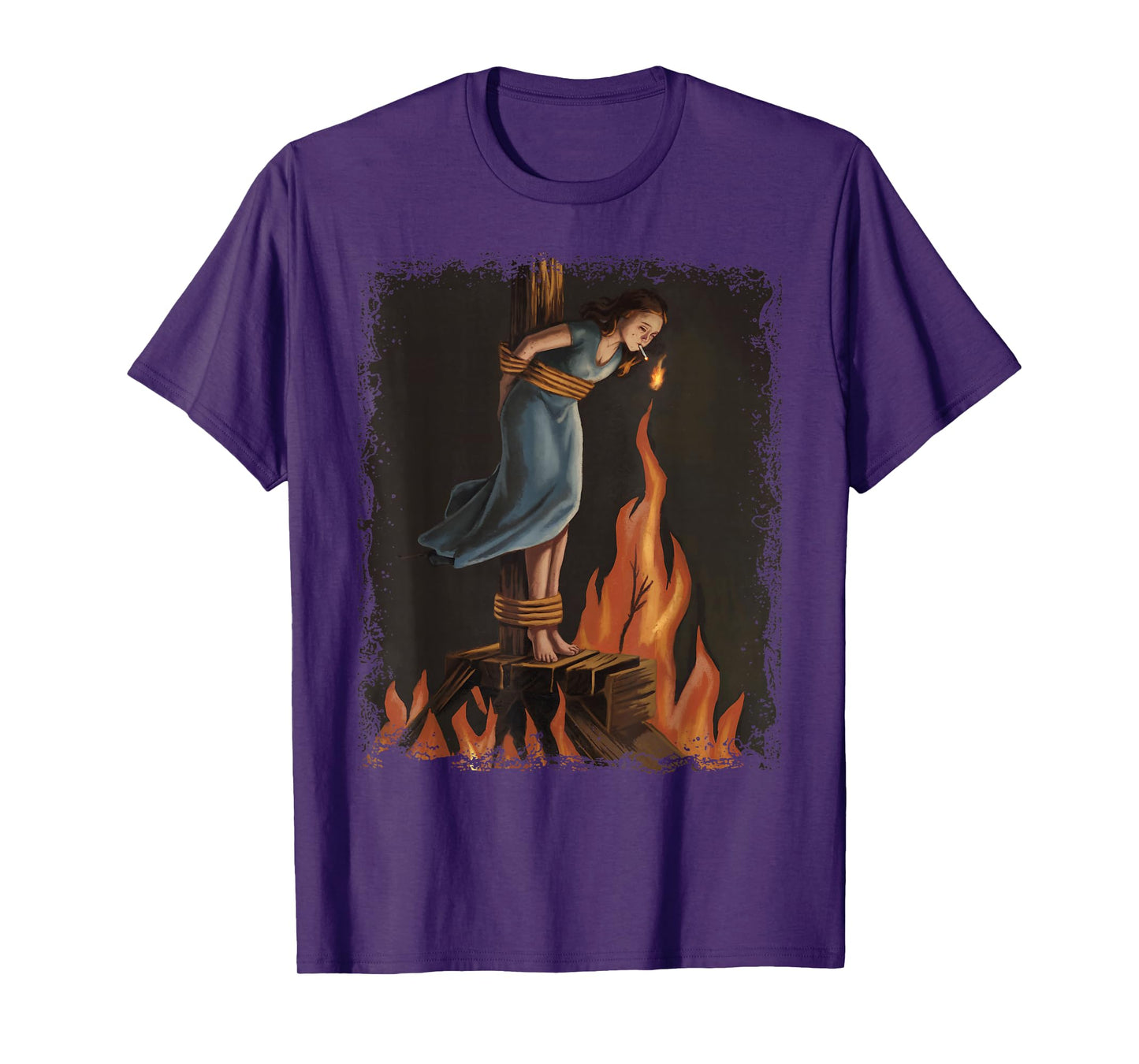 Witch Lighting Cigarette With Flames Occult Unholy Funny T-Shirt