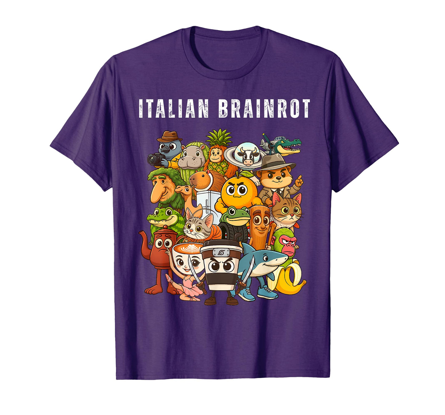 Italian Brainrot Meme Characters Cute Anime Pastel Art Kids T-Shirt