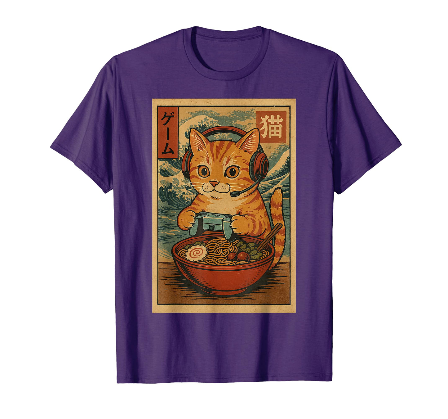 Kawaii Anime Gamer Cat Ramen Retro Japanese Gaming Funny T-Shirt