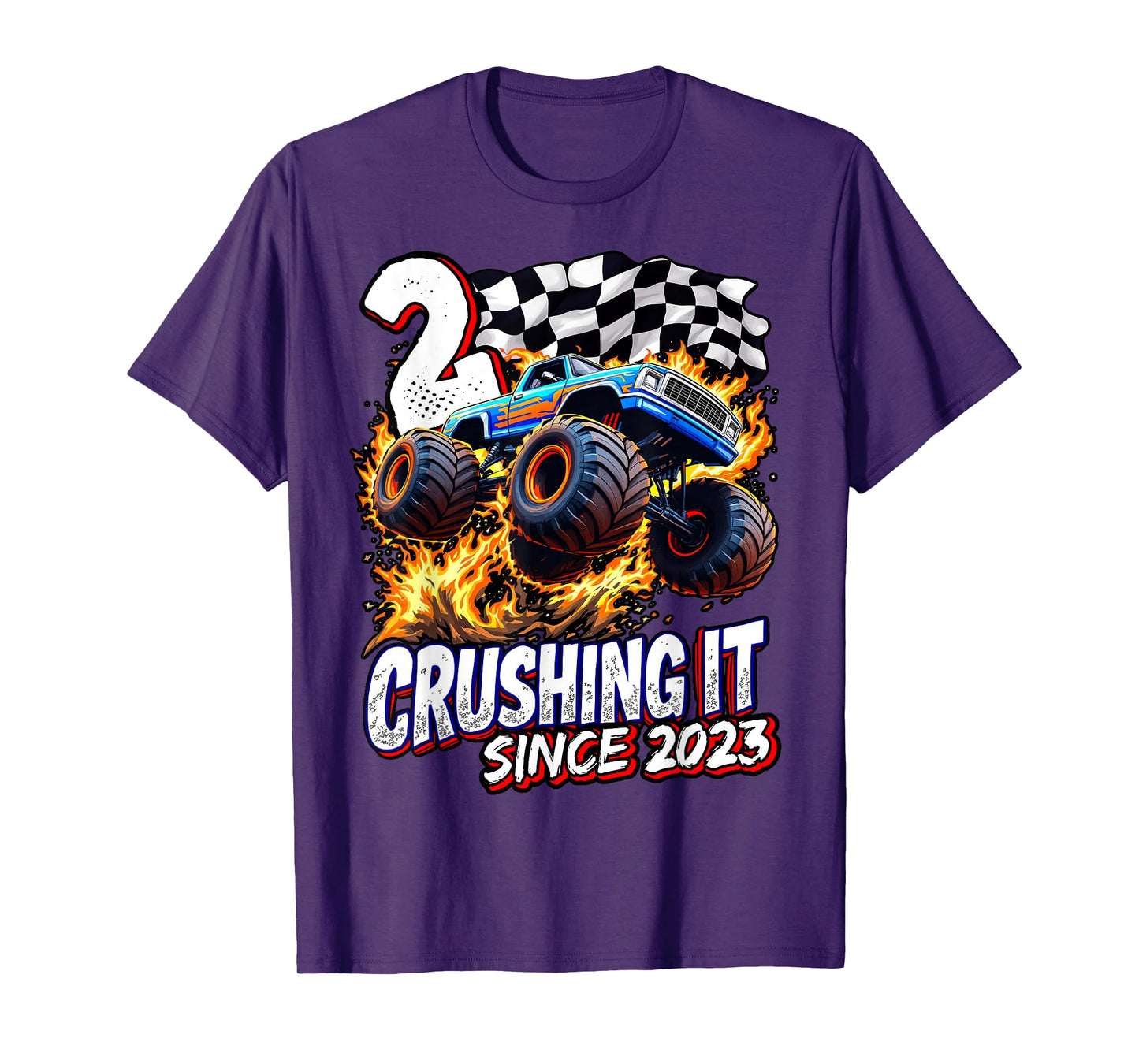 Birthday Monster Truck 2 Year Old Boys 2nd Party Born 2023 T-Shirt