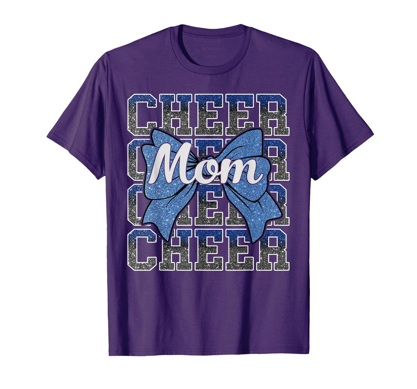 Cheer Mom Blue Bow Cheerleader Competition Game Day T-Shirt