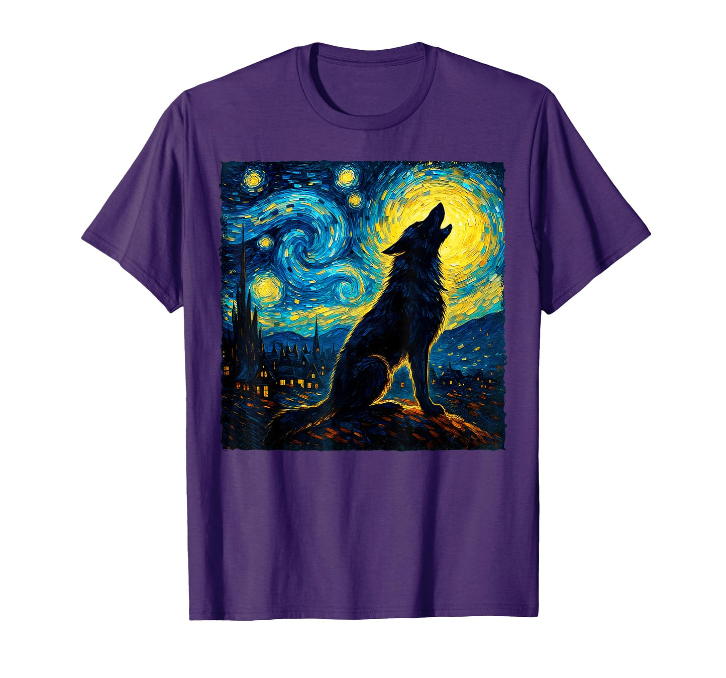 Wolf Starry Night Howling Moon Funny Gifts for Men Women Kid T-Shirt