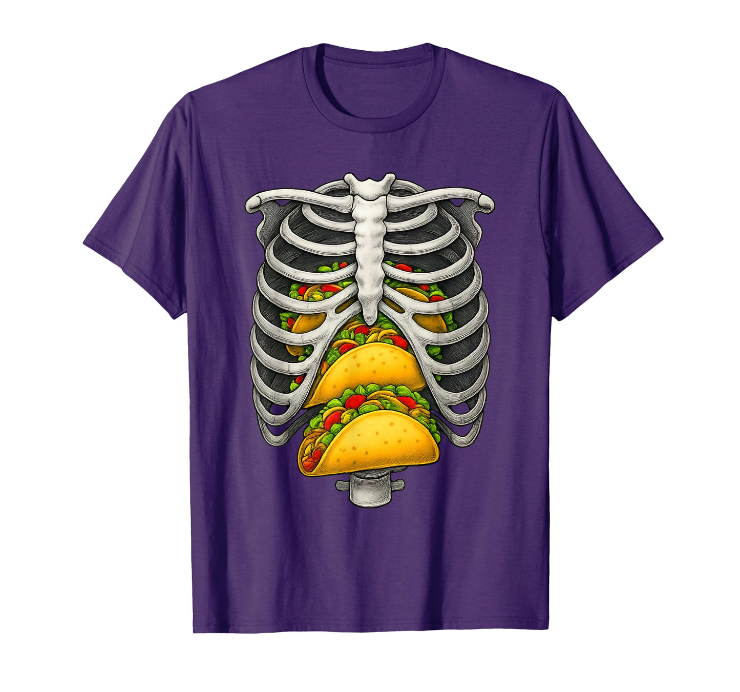 Skeleton Rib Cage Taco Lovers Skull Halloween Costume Funny T-Shirt