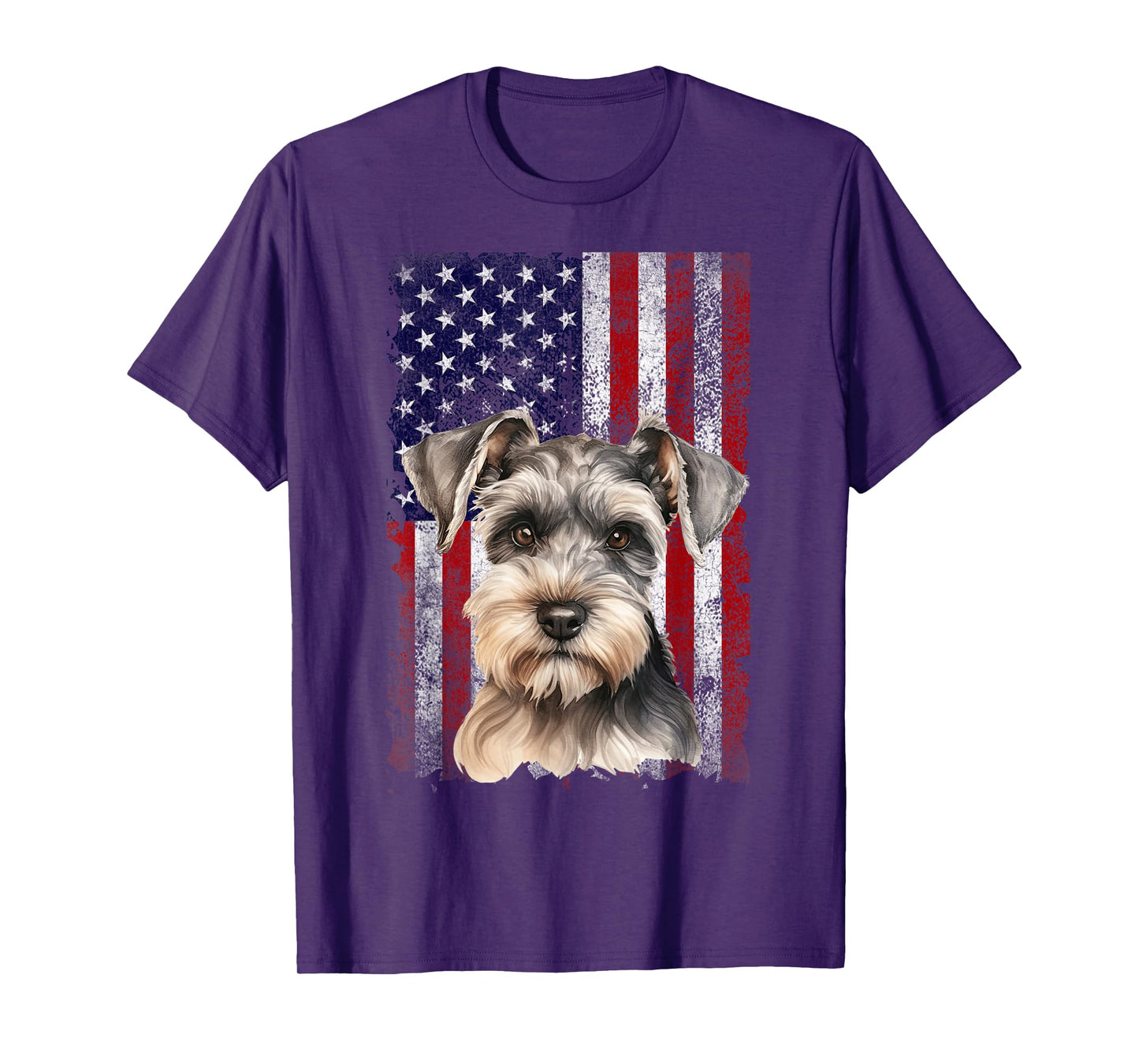 Miniature Schnauzer Dog 4th of July American Flag Patriotic T-Shirt