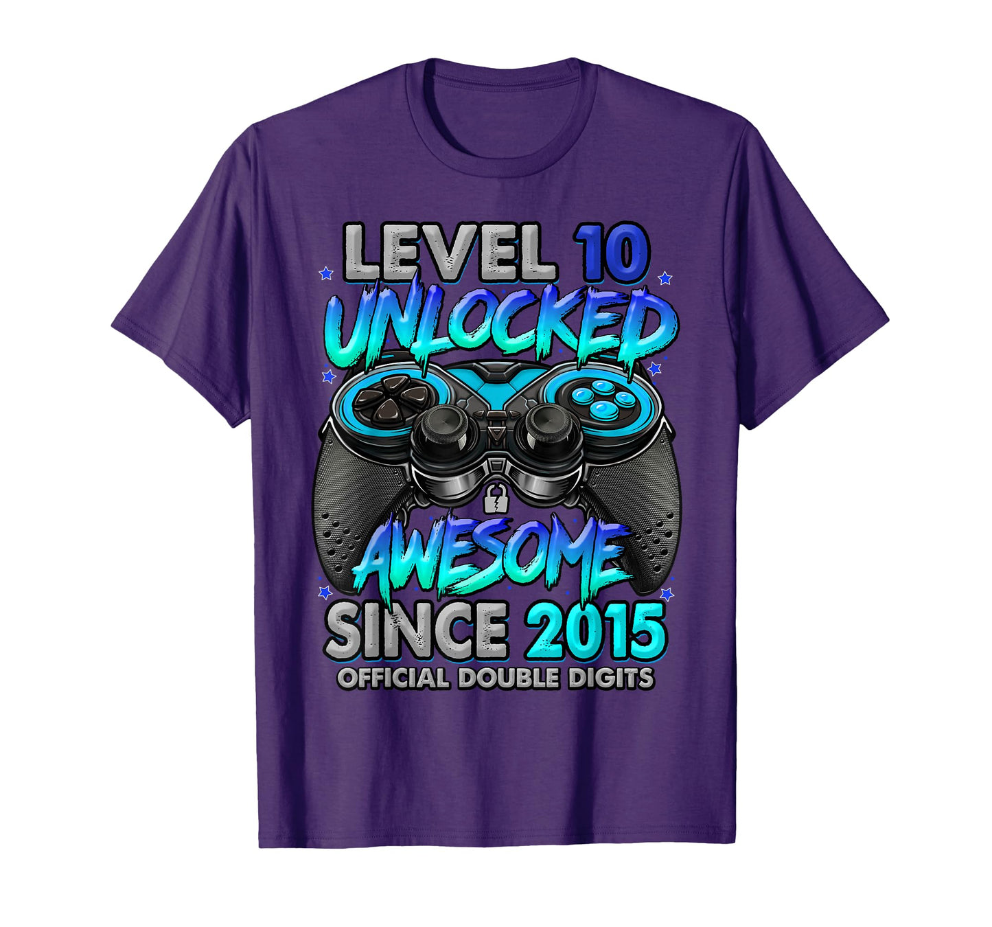 Level 10 Unlocked Awesome Since 2015 10th Birthday Gaming T-Shirt