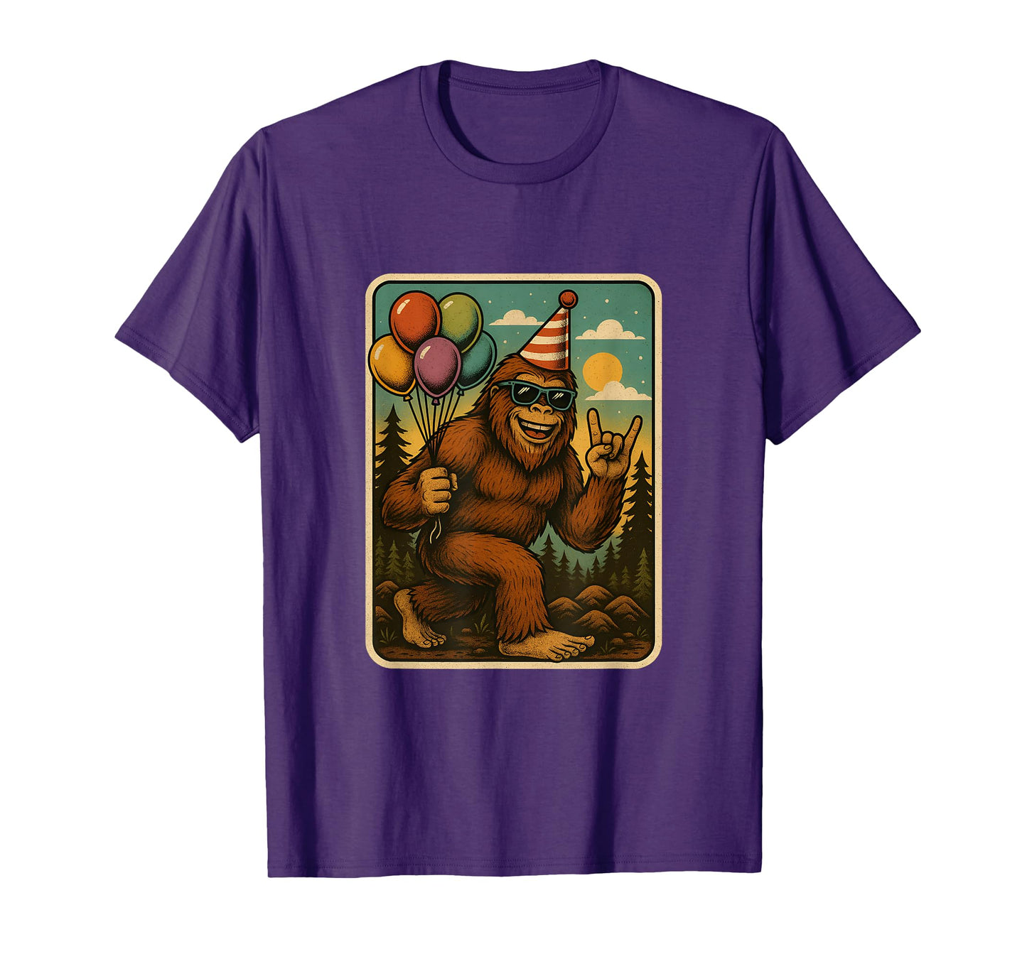 Bigfoot Party Vibes Birthday Balloons Forest Fun T-Shirt