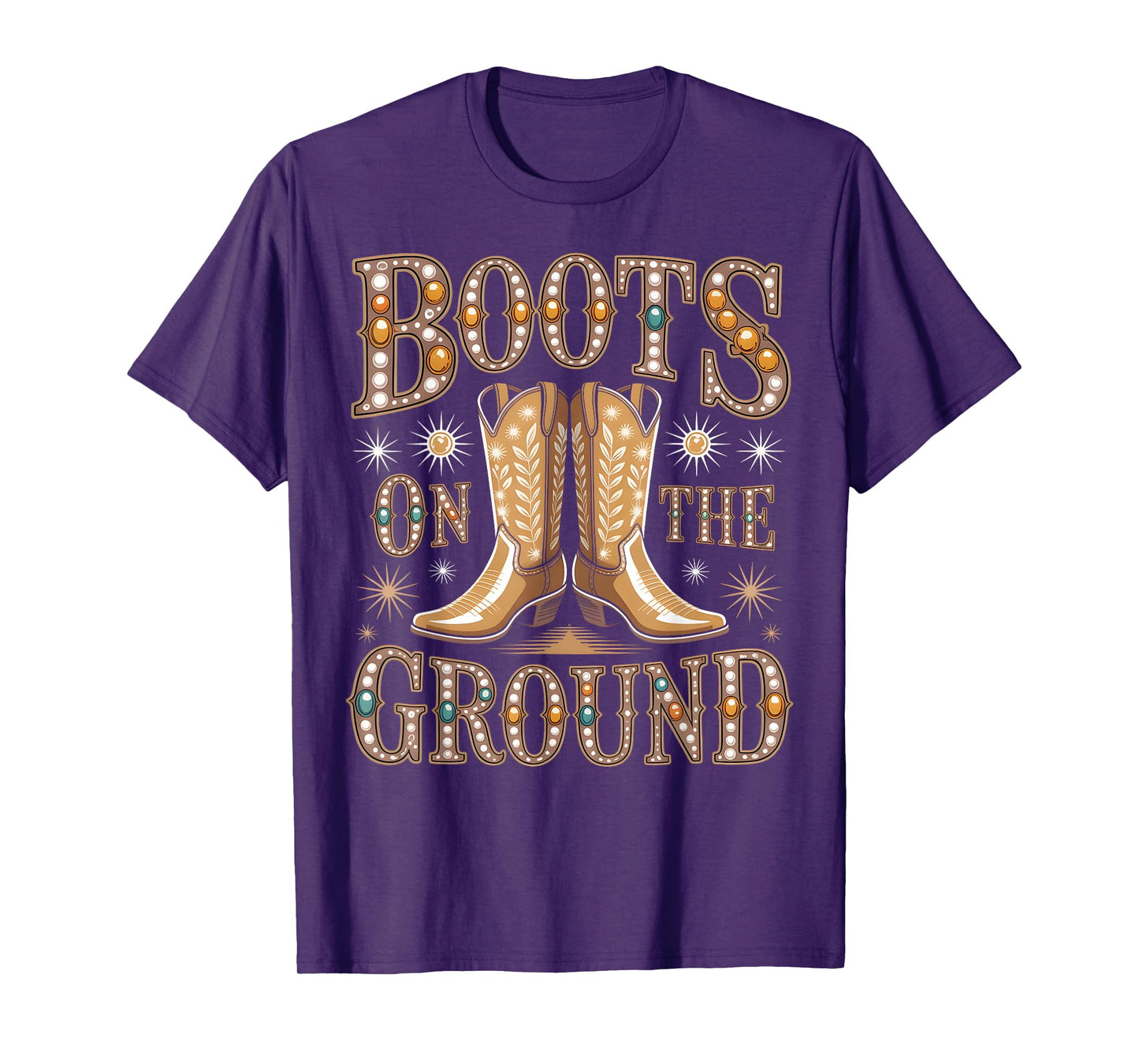 Boots On The Ground Black Cowgirl Western Where Them Fans At T-Shirt