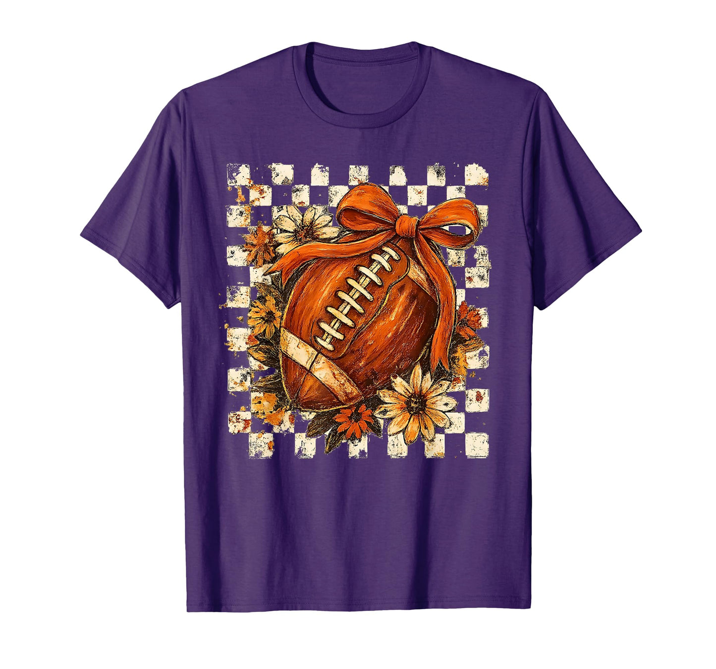 Coquette Bow American Football Game Day Thanksgiving Retro T-Shirt